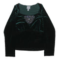 RABBIT RABBIT RABBIT Womens Black Velvet Embellished Long Sleeve Square Neck Top