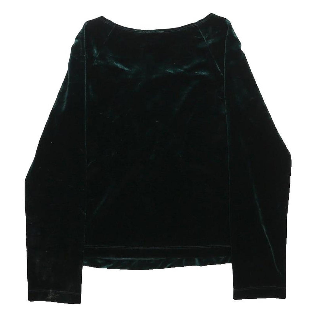 RABBIT RABBIT RABBIT Womens Black Velvet Embellished Long Sleeve Square Neck Top