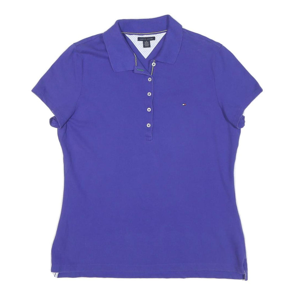 TOMMY HILFIGER Womens Blue Polo Shirt Short Sleeve XL Cotton Blend Casual