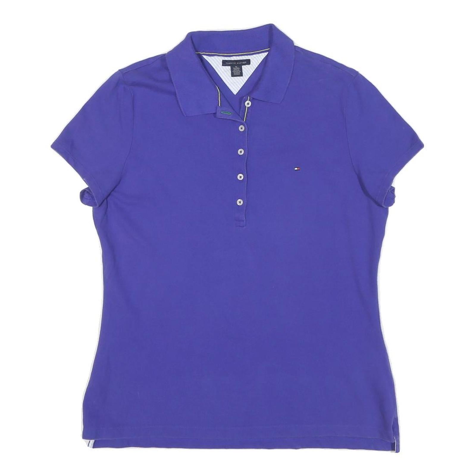 TOMMY HILFIGER Womens Blue Polo Shirt Short Sleeve XL Cotton Blend Casual