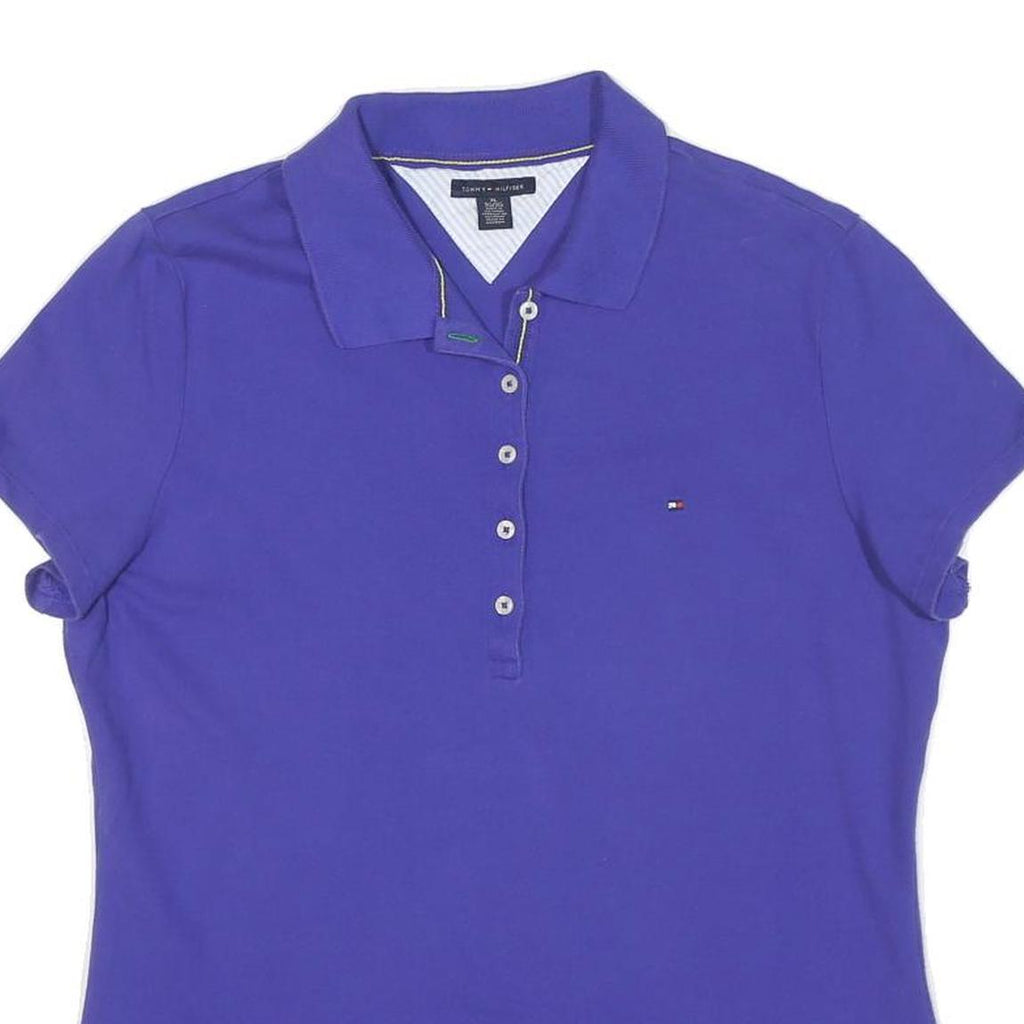 TOMMY HILFIGER Womens Blue Polo Shirt Short Sleeve XL Cotton Blend Casual