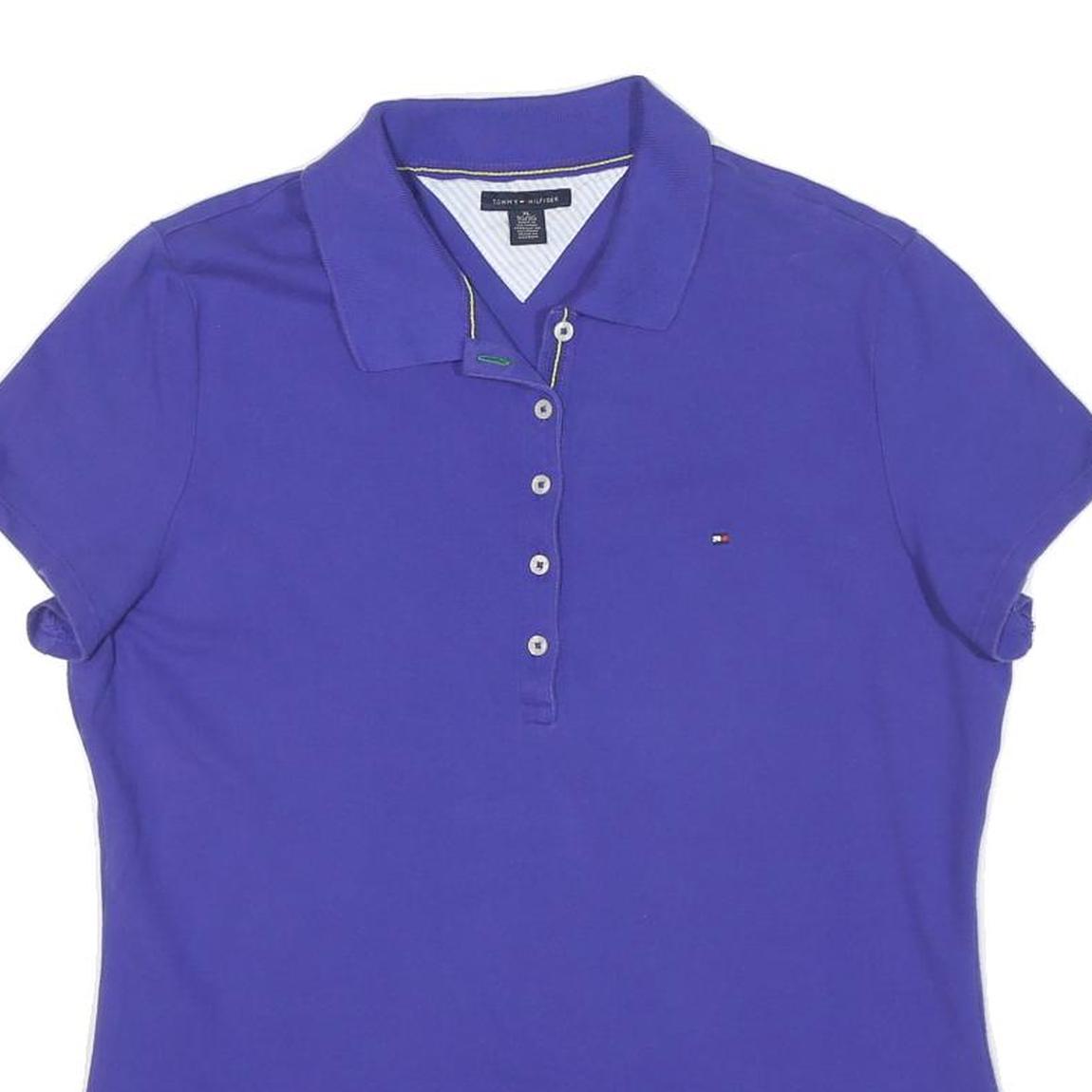 TOMMY HILFIGER Womens Blue Polo Shirt Short Sleeve XL Cotton Blend Casual