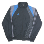 ADIDAS Womens Black & Blue Zip Jacket UK 10 Polyester Track Sports Casual