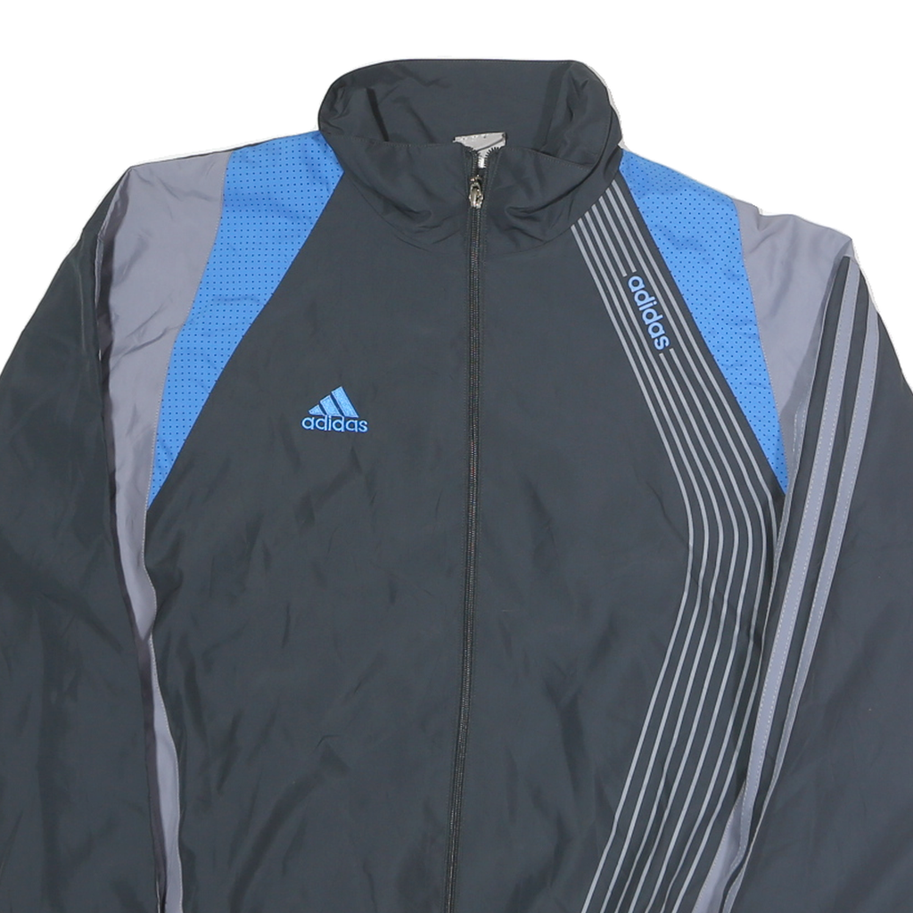 ADIDAS Womens Black & Blue Zip Jacket UK 10 Polyester Track Sports Casual