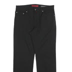 PIERRE CARDIN Mens Black Regular Straight Trousers W35 L30 Classic Zip Closure
