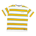 STARTER Mens White & Yellow Striped Classic T-Shirt L Short Sleeve Crew Neck