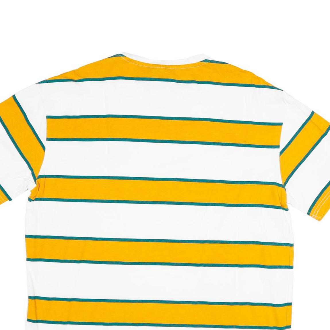 STARTER Mens White & Yellow Striped Classic T-Shirt L Short Sleeve Crew Neck