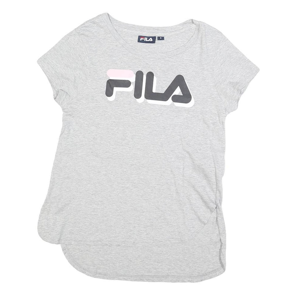 FILA Womens Grey Cotton Blend T-Shirt S Short Sleeve Round Neck Logo Print