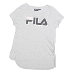 FILA Womens Grey Cotton Blend T-Shirt S Short Sleeve Round Neck Logo Print
