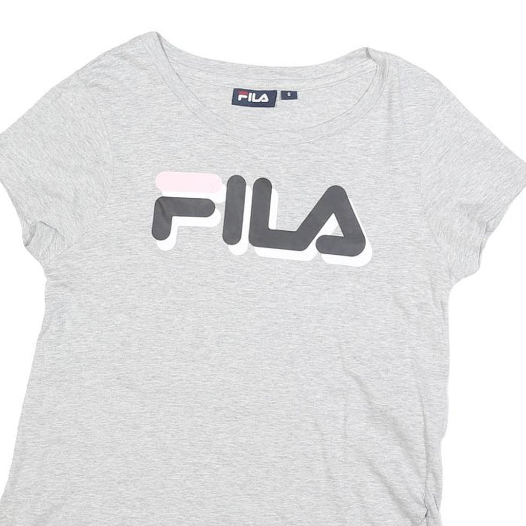 FILA Womens Grey Cotton Blend T-Shirt S Short Sleeve Round Neck Logo Print