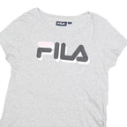 FILA Womens Grey Cotton Blend T-Shirt S Short Sleeve Round Neck Logo Print