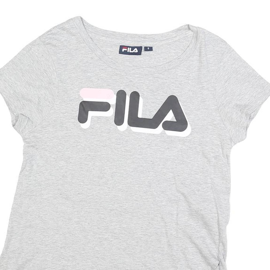 FILA Womens Grey Cotton Blend T-Shirt S Short Sleeve Round Neck Logo Print