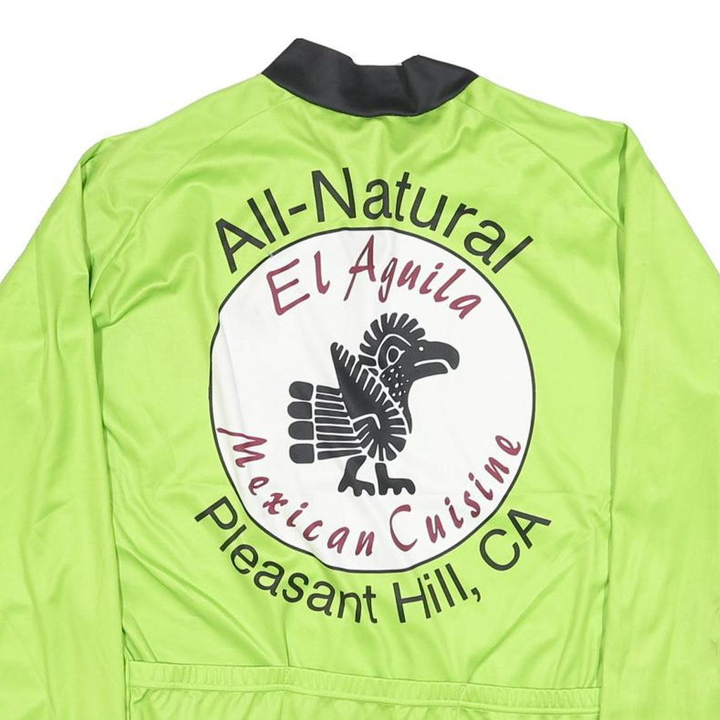 JAKROO Mens Green Cycling Jersey XL Long Sleeve Zip Up Full Front Logo Print