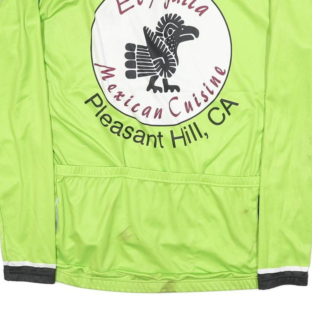 JAKROO Mens Green Cycling Jersey XL Long Sleeve Zip Up Full Front Logo Print