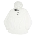 NIKE Womens White Pullover Hoodie L Lightweight Nylon Hooded Sweatshirt