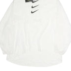 NIKE Womens White Pullover Hoodie L Lightweight Nylon Hooded Sweatshirt