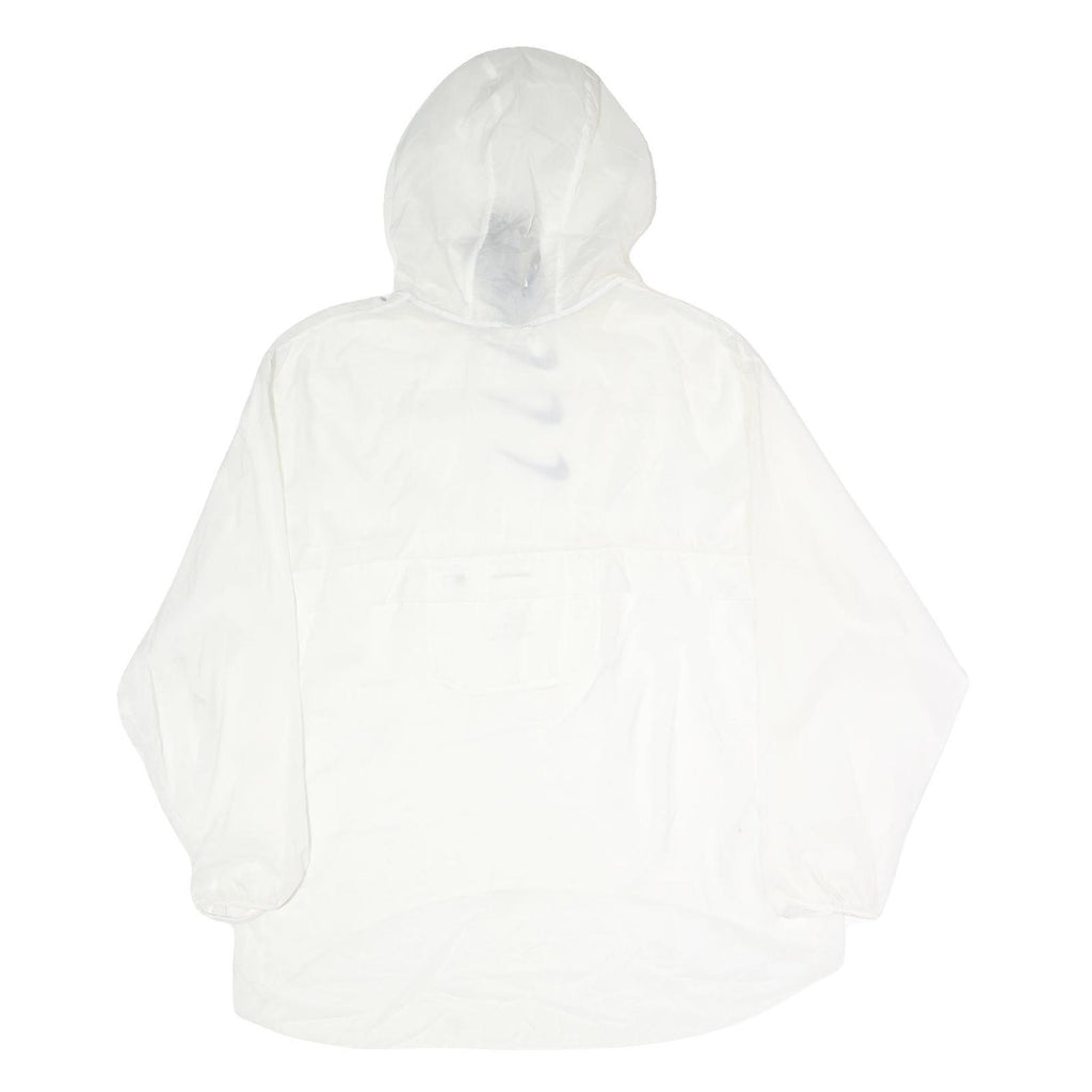 NIKE Womens White Pullover Hoodie L Lightweight Nylon Hooded Sweatshirt