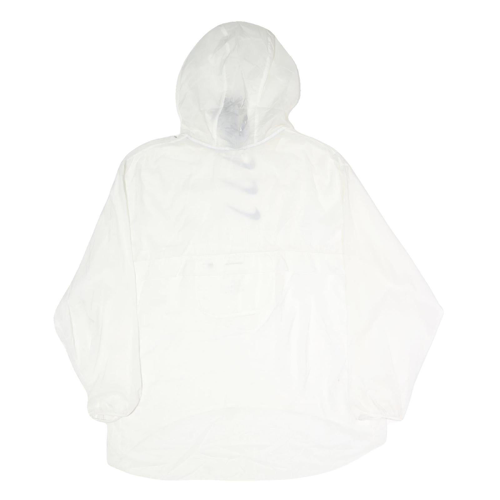 NIKE Womens White Pullover Hoodie L Lightweight Nylon Hooded Sweatshirt