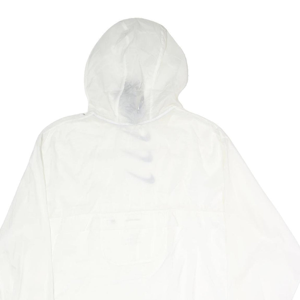 NIKE Womens White Pullover Hoodie L Lightweight Nylon Hooded Sweatshirt