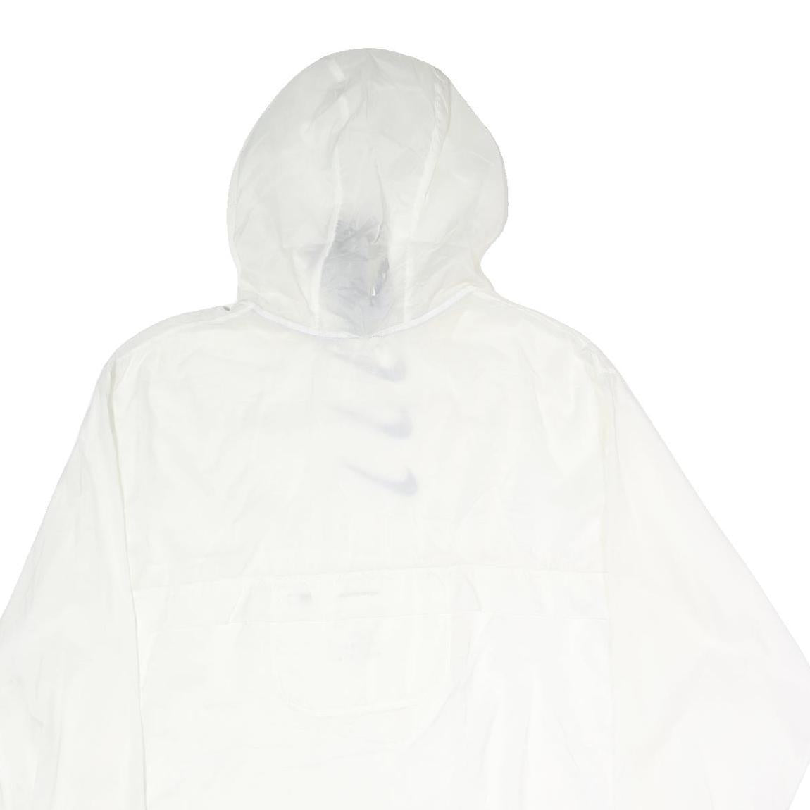 NIKE Womens White Pullover Hoodie L Lightweight Nylon Hooded Sweatshirt