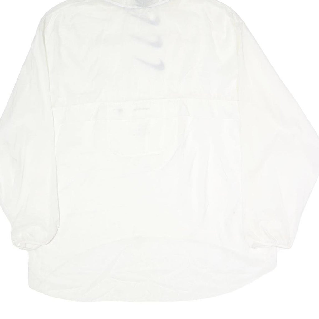 NIKE Womens White Pullover Hoodie L Lightweight Nylon Hooded Sweatshirt
