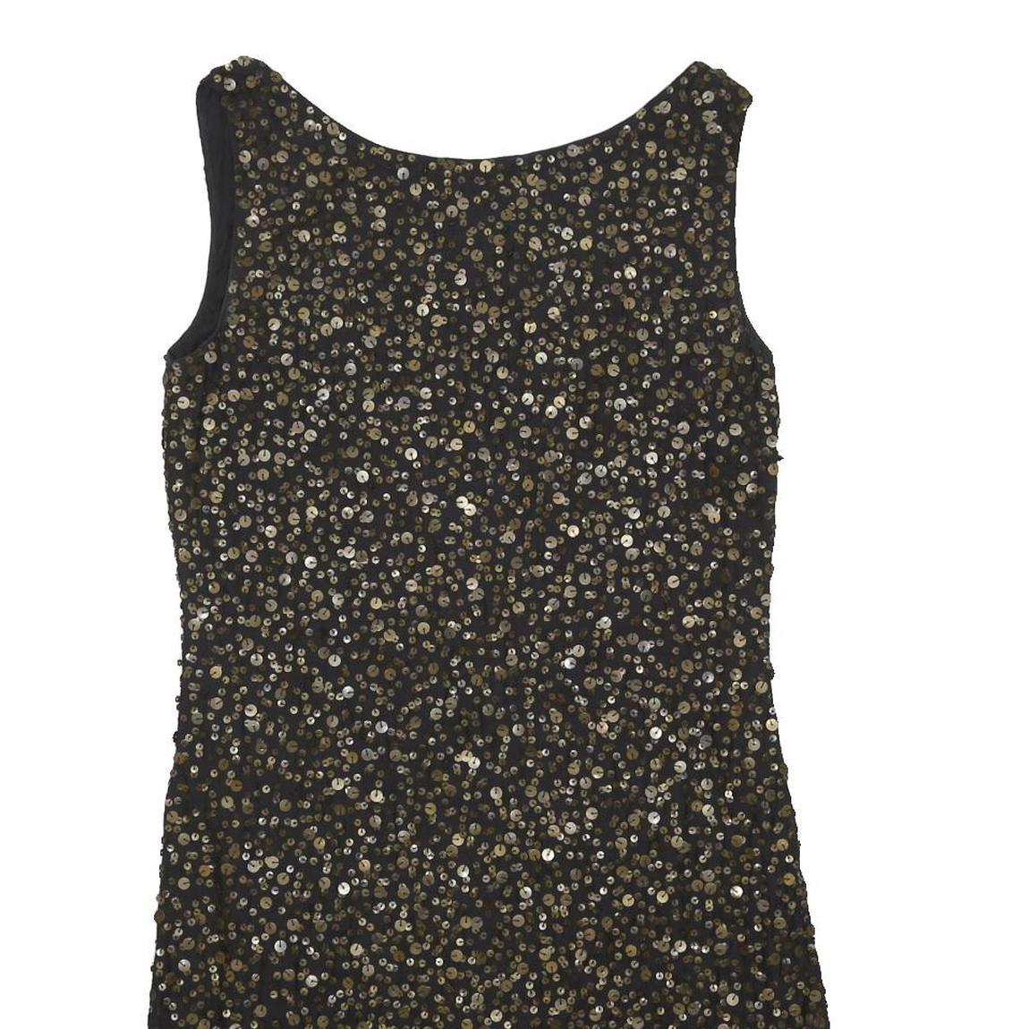 DKNY Womens Black & Gold Sequin Sleeveless Mini Dress Cotton Blend UK 4