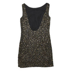 DKNY Womens Black & Gold Sequin Sleeveless Mini Dress Cotton Blend UK 4