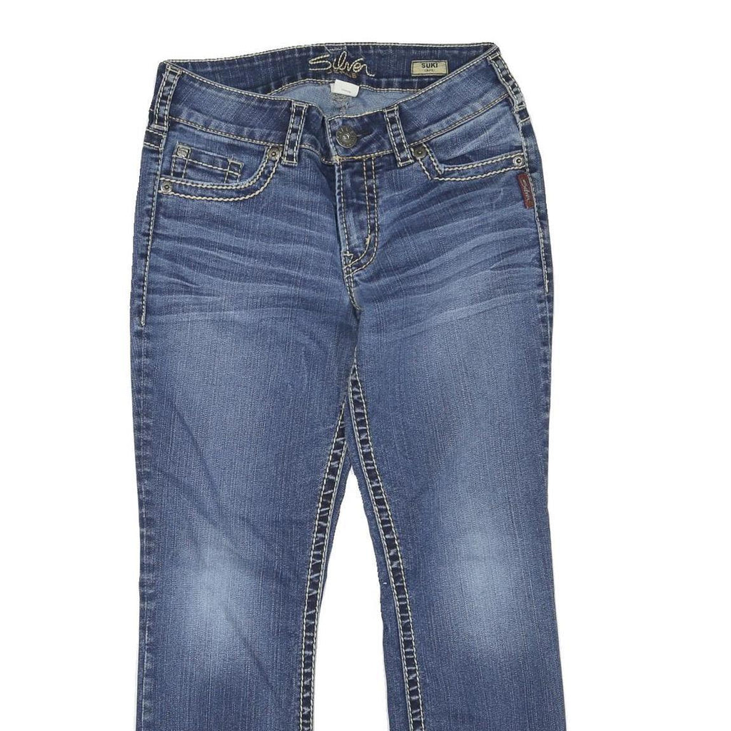 SILVER JEANS Womens Regular Fit Blue Denim Straight Cotton Blend W28 L25 Stylish