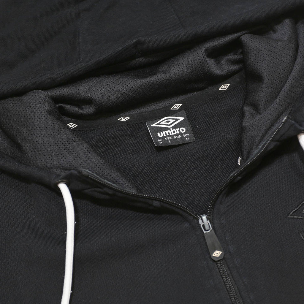 UMBRO Mens Black & Orange Zip Up Hoodie M Sportswear Casual Cotton Sweatshirt
