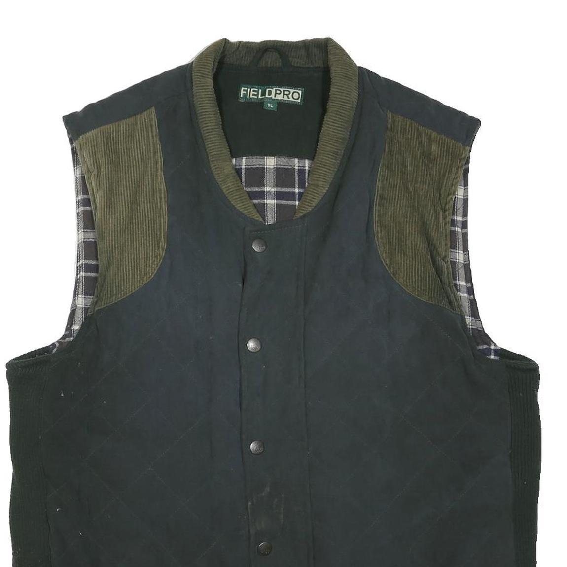 FIELDPRO Mens Black Green Quilted Button Jacket XL Polyester Blend Classic