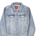 GUESS Womens Blue Denim Jacket M Cotton Blend Button Stripe Detail Casual