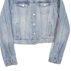 GUESS Womens Blue Denim Jacket M Cotton Blend Button Stripe Detail Casual