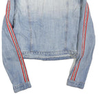 GUESS Womens Blue Denim Jacket M Cotton Blend Button Stripe Detail Casual