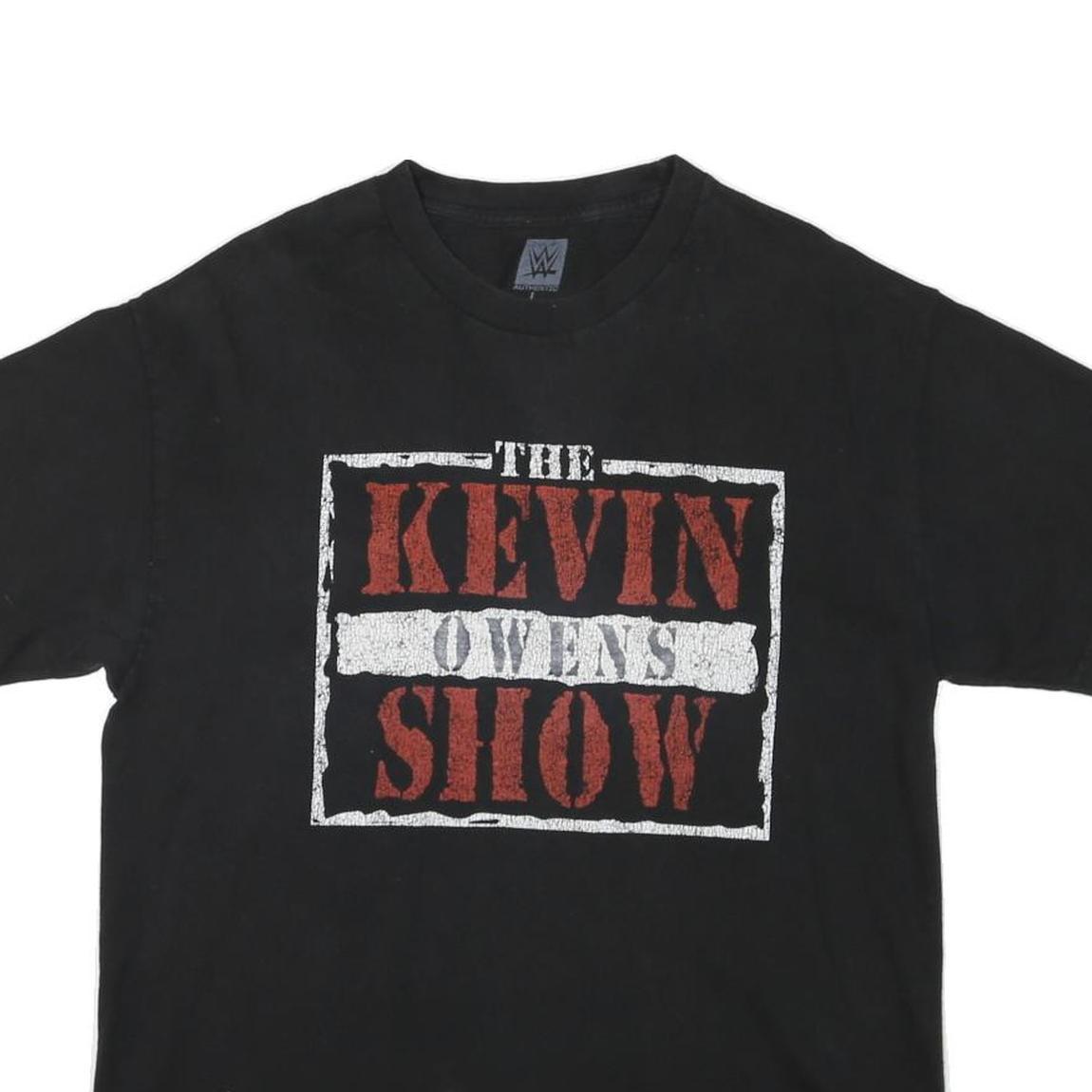 WWE Mens Black Kevin Owens Show Graphic T-Shirt L Crew Neck Short Sleeve