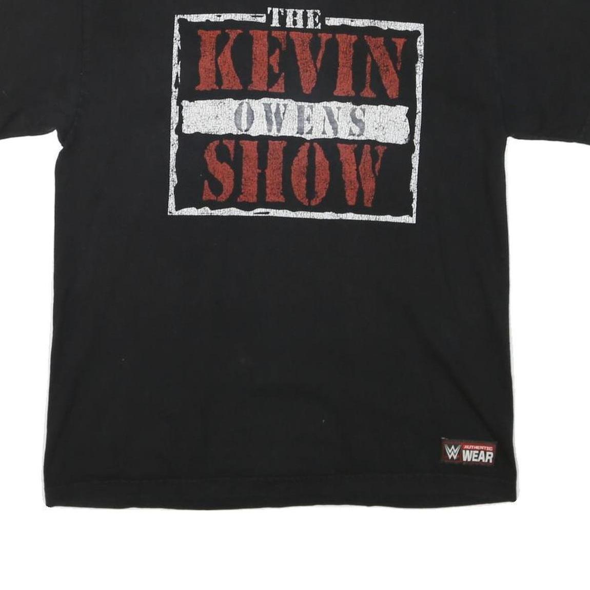 WWE Mens Black Kevin Owens Show Graphic T-Shirt L Crew Neck Short Sleeve