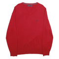 NAUTICA Mens Red Plain V-Neck Basic Knit Jumper XL Cotton Casual Comfort