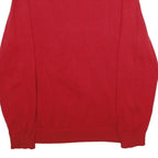 NAUTICA Mens Red Plain V-Neck Basic Knit Jumper XL Cotton Casual Comfort