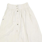 MARSHAL Womens Cream Button Front Midi Woven Skater Skirt XS Pockets Casual