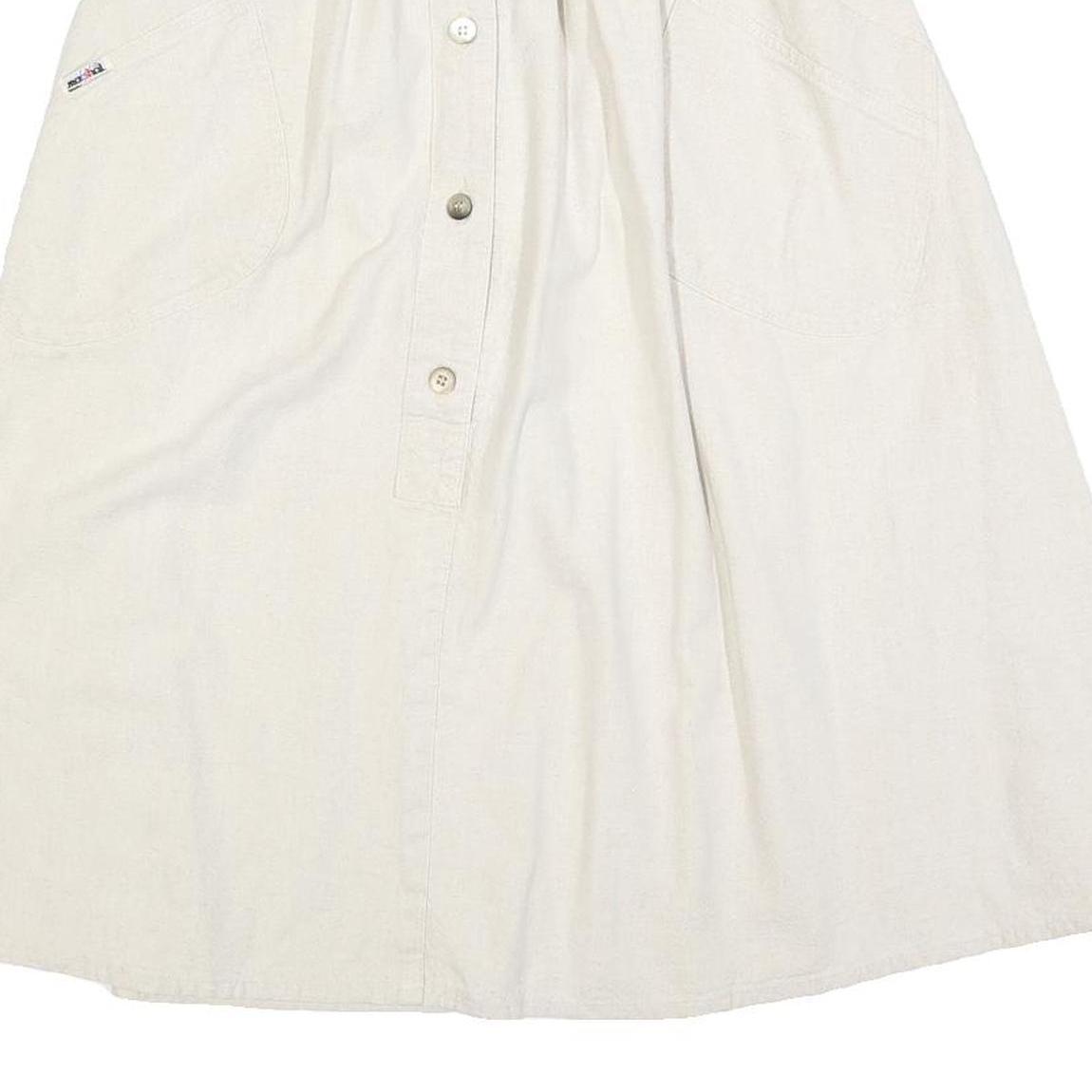 MARSHAL Womens Cream Button Front Midi Woven Skater Skirt XS Pockets Casual