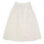 MARSHAL Womens Cream Button Front Midi Woven Skater Skirt XS Pockets Casual