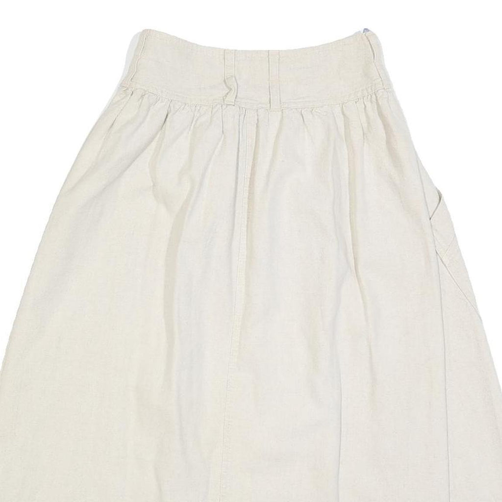 MARSHAL Womens Cream Button Front Midi Woven Skater Skirt XS Pockets Casual