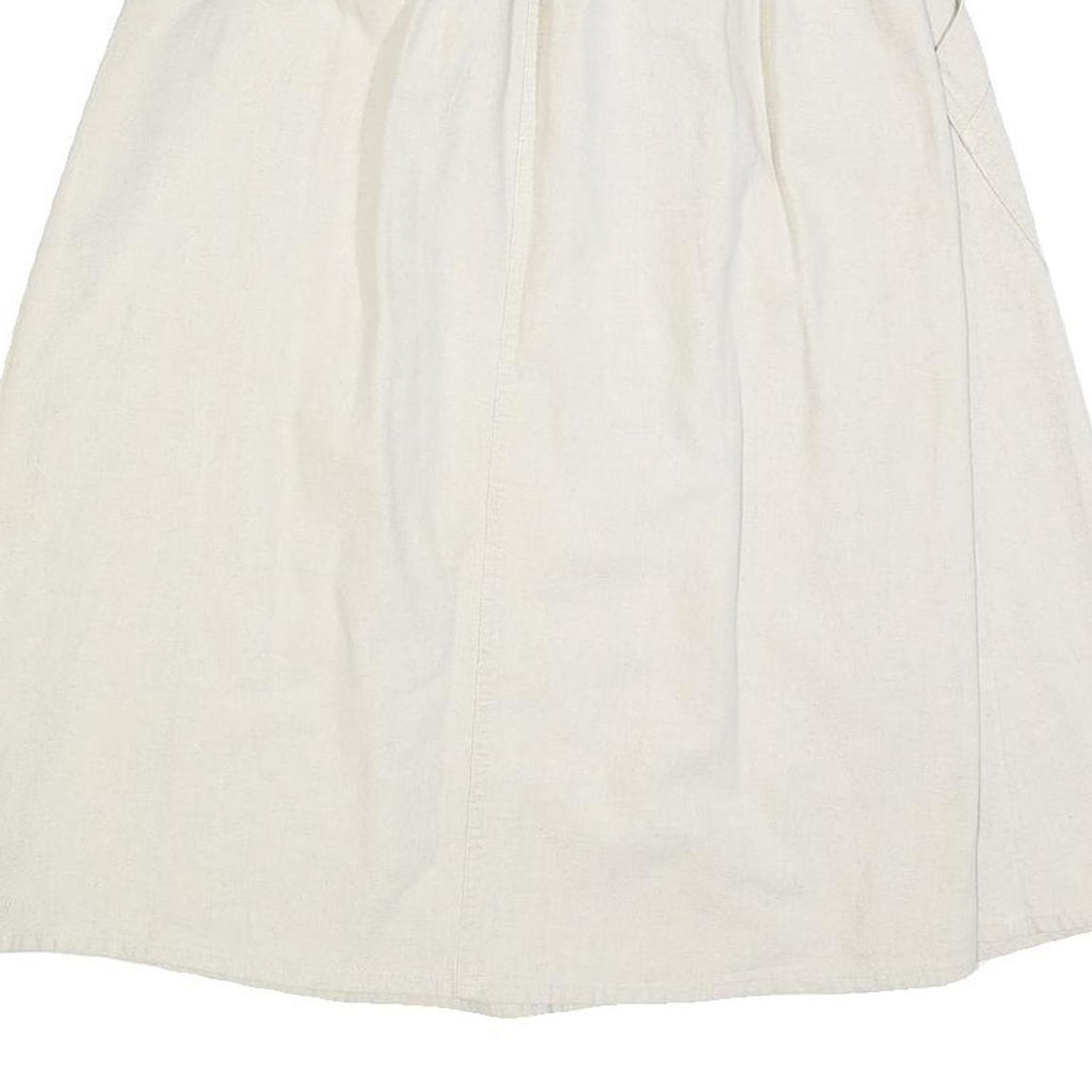 MARSHAL Womens Cream Button Front Midi Woven Skater Skirt XS Pockets Casual