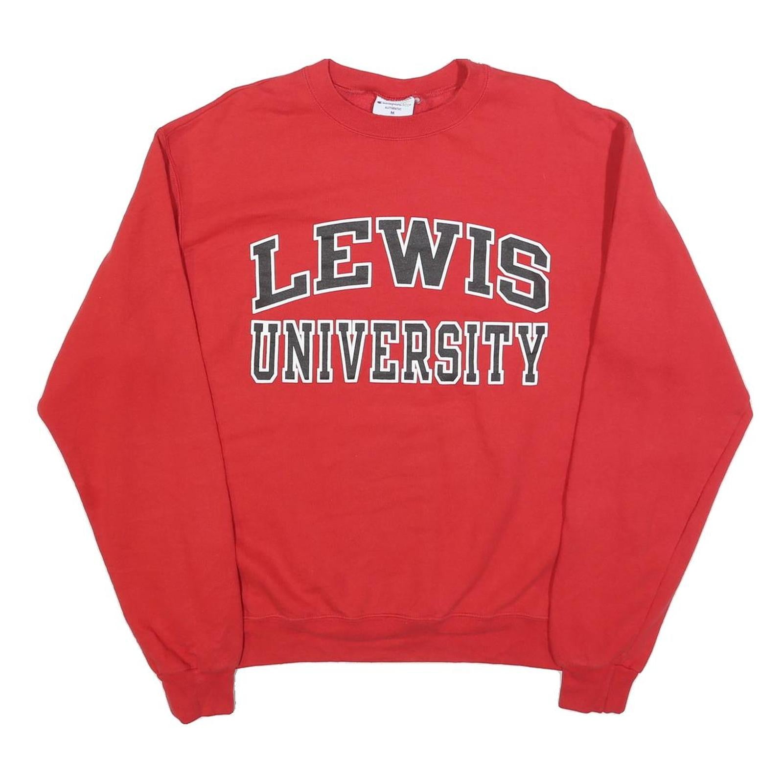 CHAMPION Mens Red Lewis University Crew Neck M Cotton Blend Sweatshirt