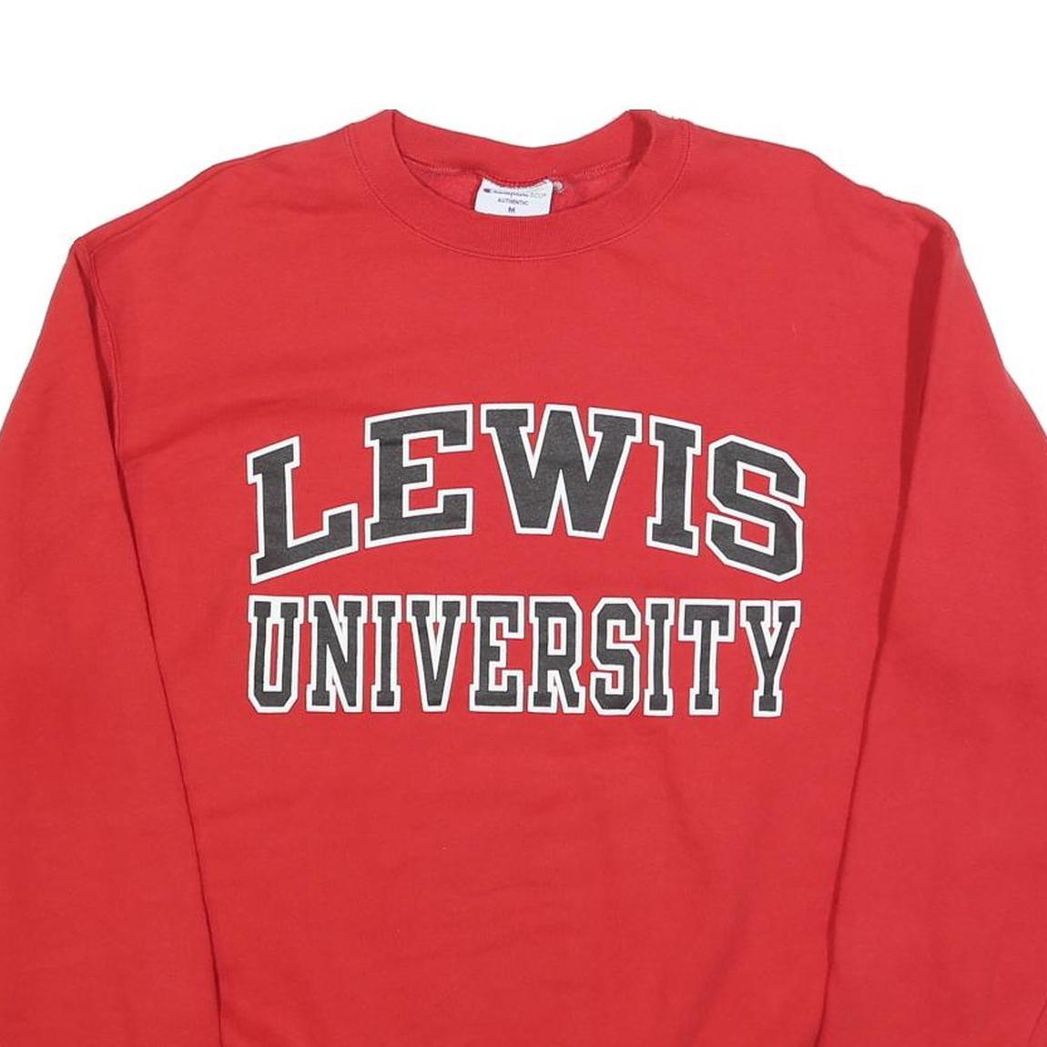 CHAMPION Mens Red Lewis University Crew Neck M Cotton Blend Sweatshirt