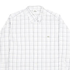 LACOSTE Mens White & Black Checked Shirt L Cotton Long Sleeve Casual