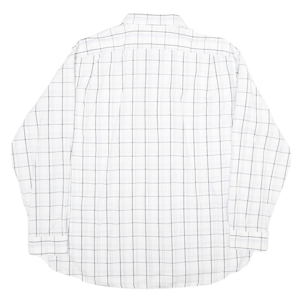 LACOSTE Mens White & Black Checked Shirt L Cotton Long Sleeve Casual