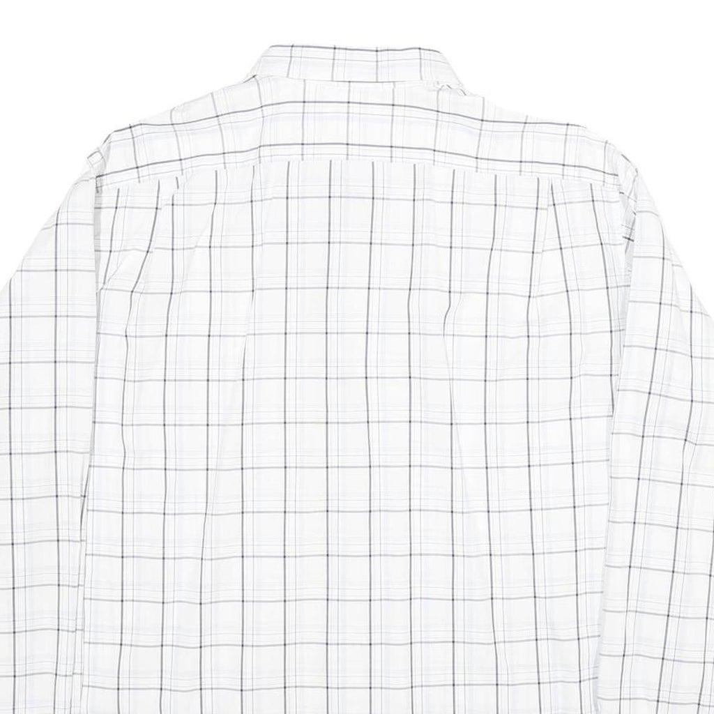 LACOSTE Mens White & Black Checked Shirt L Cotton Long Sleeve Casual
