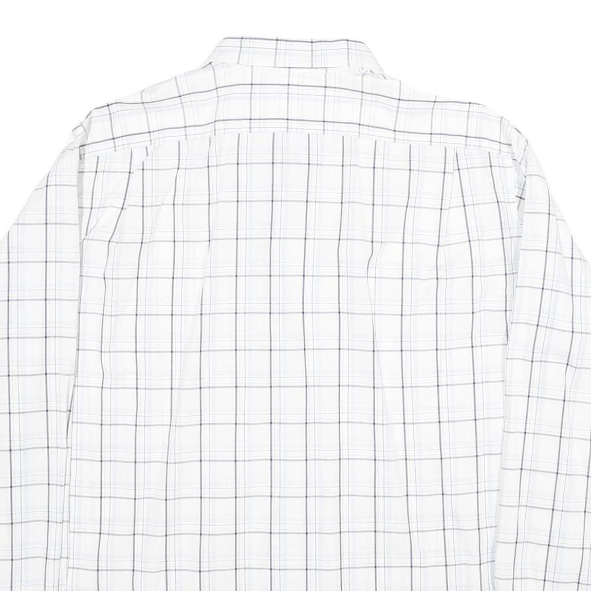 LACOSTE Mens White & Black Checked Shirt L Cotton Long Sleeve Casual