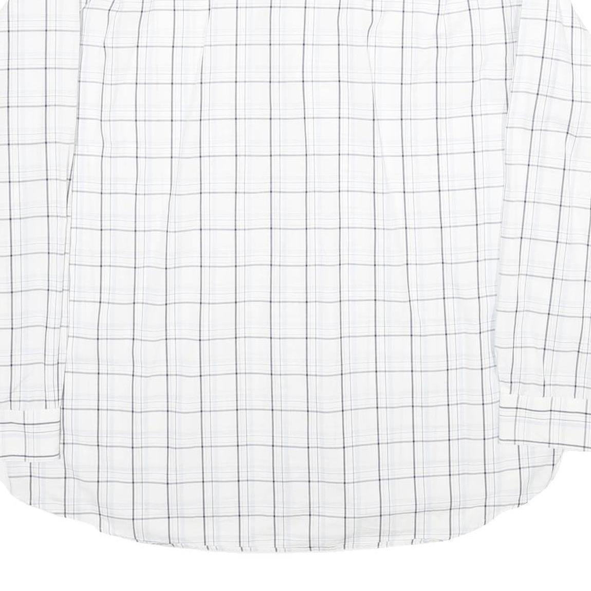 LACOSTE Mens White & Black Checked Shirt L Cotton Long Sleeve Casual