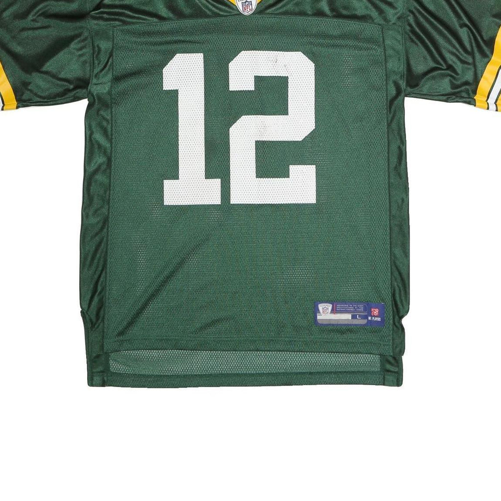 NFL Mens Green & Yellow Football Shirt L Short Sleeve V-Neck Rodgers 12 Jersey